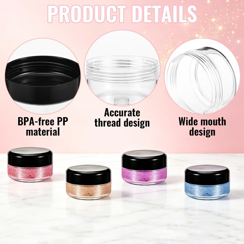 100 Pack 1Oz Plastic Container Jars with Lids, Round Clear