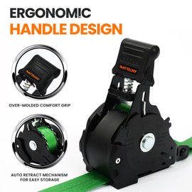 Retractable Ratchet Strap (4 Pack), 1" x 12' Heavy Duty Retractable Tie Down Straps,1,500lbs Break Strength Automatic Ratchet Straps for Securing Cargo, Weather Resistant Security S-Hooks (Green)