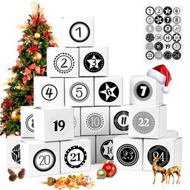 Advent Calendar for Filling, Set of 24 Gift Boxes with 24 Number Stickers for Christmas, Crafts and Filling, Gift Box for DIY