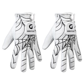AIGEVTURE Golf Gloves Kids Junior Toddlers Left Hand Children's Premium Youth Golf Gloves Boys Girls Black and White Medium,Age5-6,2pieces