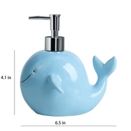 Colias Wing Sea Animals Pattern Soap Dispenser with Plastic Pump, Refillable Lotion Soap Bottle, Lotion Bottle, Hand Soap Dispenser, Home Decoration-Whale
