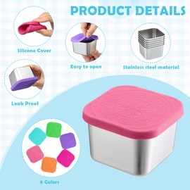 Blushtier 12 Pack 6 oz Stainless Steel Snack Containers Leak Proof Small Metal Food Snack Storage Container with Silicone Lid Stackable Reusable Metal Lunch Boxes for Daycare Travel Picnic Camp