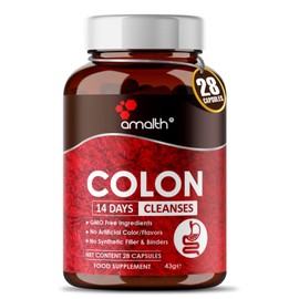 Amalth Colon 14 Day Cleanse, Supports Healthy Bowel Movements, 28 Capsule (1-2 Daily) Natural Ultra Detox Pills for Men Women