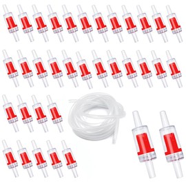 YuCool Aquarium Check Valve, One Way Non Return Valve for Aquarium Air Pump, Check Valve for 3/16 Inch Airline Tubing, Fish Tank Accessories,35pcs (Red)