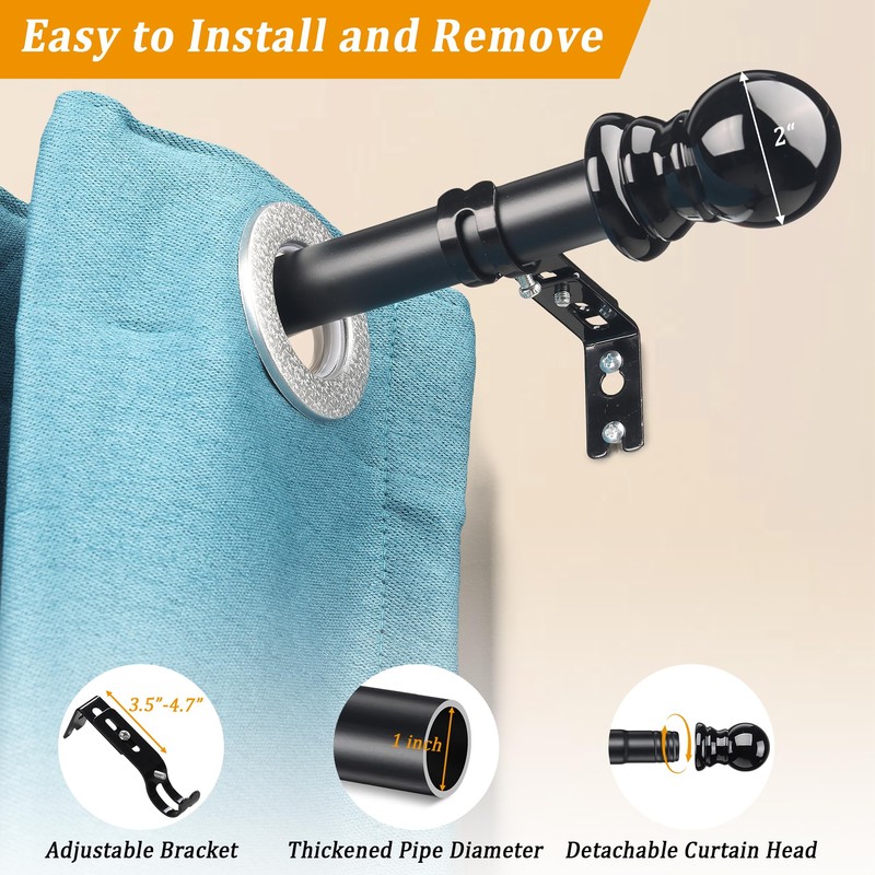 Bay Window Curtain Rods, U Shape Heavy Duty Curved Curtain