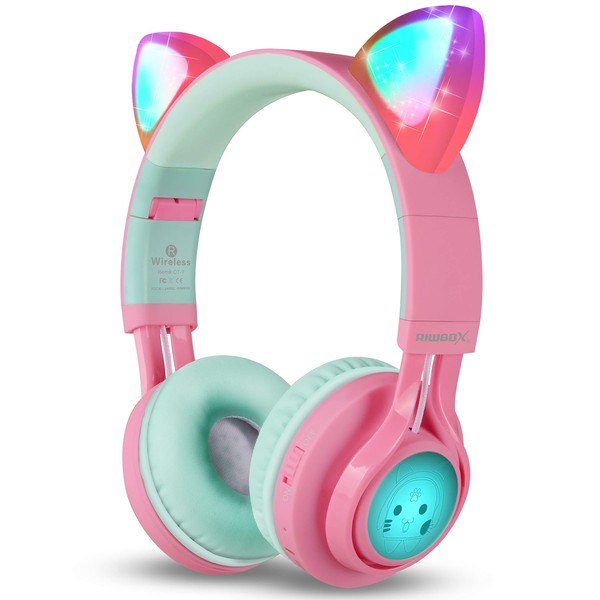 Riwbox Riwbox CT-7 Cat Ear Bluetooth Headphones, LED Light Up