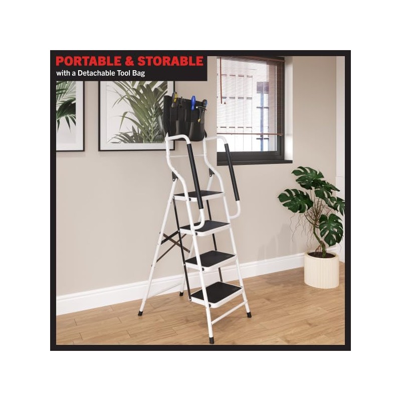 4 Step Ladder Folding Step Stool Ladder for Adults with