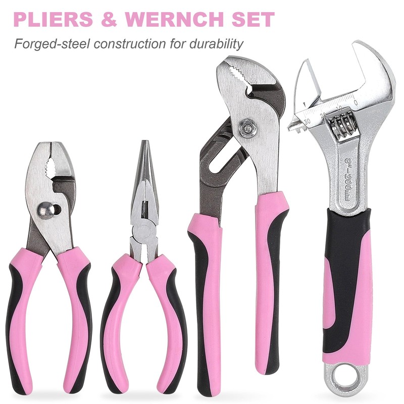 FASTPRO 225-Piece Pink Tool Set, SAE & Metric Mechanics Hand