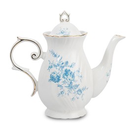 Agyiuns tea pot ceramic, Porcelain teapot with lid, 38.8 Oz for Tea, Milk, Coffee, Flower tea(Blue)