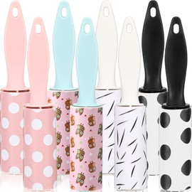 Hushee 8 Pcs Bulk Mini Lint Roller for Pet Hair and Clothes Lint Roller Travel Size Clothes Roller Lint Removers Sticky Lint Removing Tool for Travel, Gift Bags, Furniture, Car Seat