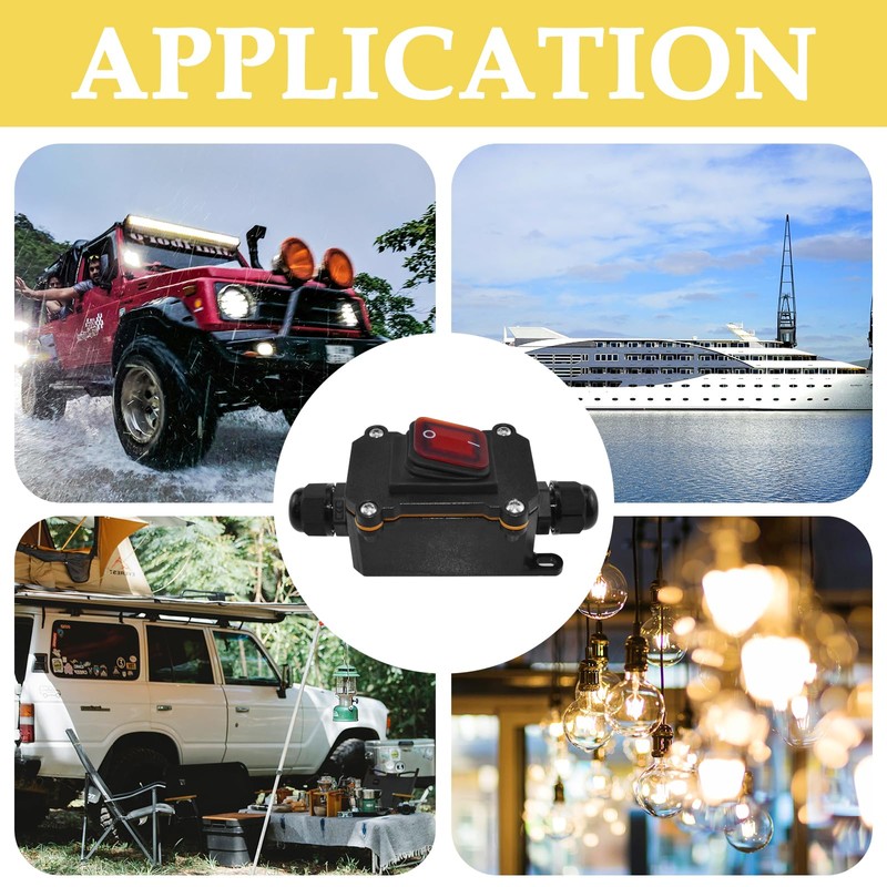 HONSNKS Inline Cord Switch DC 12V 30A DPST Outdoor Electrical