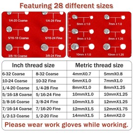 Nut and Bolt Thread Checker, 36 Thread Sizes Checker, Aluminum Alloy Thread Identifier Gauge,Imperial and Metric Standard Size Precise Nut and Bolt Thread Identifier Measuring Tool with CM &INCH Scale