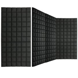 HUIDNAI 4 Pack Acoustic Foam Panels 48"x24"x2" Soundproofing Noise Cancelling Wall Panels - High Density Sound Absorbing Tiles for Home Studio, Office (4 Pack Black, 48X24X2 Inch)