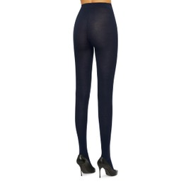 Wolford Cashmere/Silk Tights For Women Luxury Soft Sustainable Warm Hosiery Pantyhose Sheer Durable Reinforced Toe Sole Heel navy Blue Small