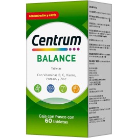 Pack x3 Multivitamnico Centrum Balance con Vitamina B Vitamina C Hierro Potasio y Zinc de 60 Tabletas                                                 