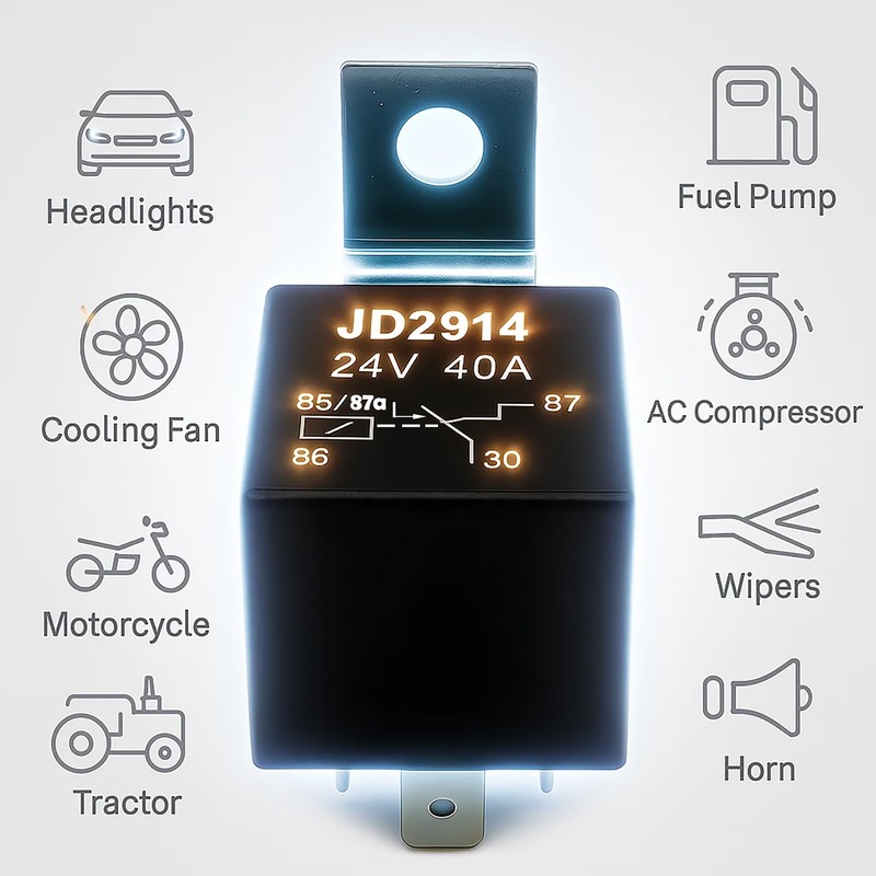 JD2914 24V 40A Relay with Wired Socket – 5-Pin SPDT