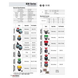 B30-27G-110VAC, 30mm LED Illuminated Momentary Push Button, Round Head, IP63, 110V 16A, 1NO 1NC, Green, 110VAC