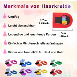 Haarkreiden für Mädchen, 8 Stück auswaschbare Haarkreide für Kinder, tragbare nicht klebrige Temporäre Leuchtende Haarfarbe, Haarsprayfarbe für Kinder,Weihnachten, Geburtstagsparty