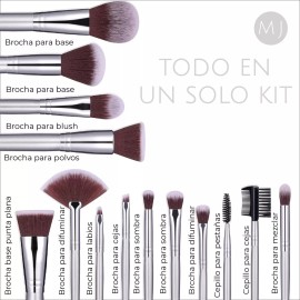 Mist Jewel Brochas De Maquillaje 14 Piezas Plateadas Pelo Sintetico Suave Plateadas Elegantes