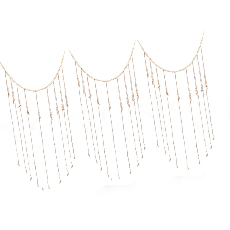 3pcs Hanging Photo Display with Wood Clips Beads DIY 110cm