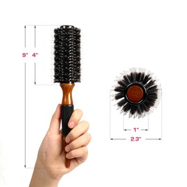 Red by Kiss Wooden Round Blowout Hairbrush, 100% Boar Bristles, Non-Slip Handle, Enhances Shine & Reduces Frizz, Blow-Dryer Friendly (1 IN)