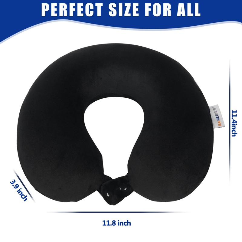 SAIREIDER Travel Pillow 100% Pure Memory Foam Travel Neck Pillow,