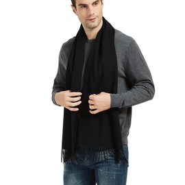 Novawo Wool Scarf for Men and Women Soft Warm Winter Scarf, black