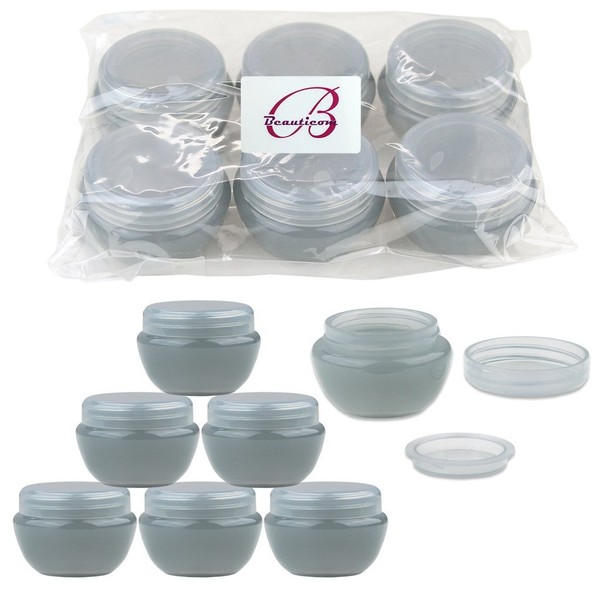 Beauticom 10G/10ML GRAY Frosted Container Jars with Inner Liner and