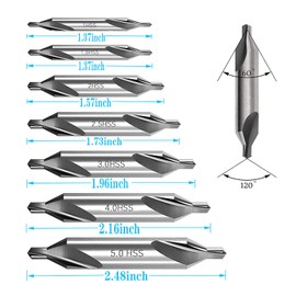 Yuentoen 7-Piece Centre Drill Set, HSS Centre Drill Bit, 60 Degree Angle, Lathe Combined Countersink Drill Countersink Drill Countersink for Metal, Alloy, Copper, Iron, Wood