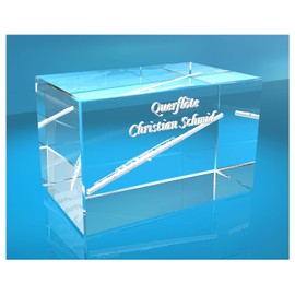 3D Glass Cuboid | Flute with Desired Name | Flute | Gift for Flutists Flöstin Musician Orchestra | Concert Flute