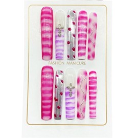 10pcs Handmade Acrylic Press On Nails Fake Nails Art Nail Care (F309, M)