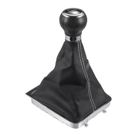 Partuto 5 Speed Manual Gear Shift Knob with Cover - Car Gearbox Stick Shifter Lever Knob - for VW Passat B6 06-10 Plastic Black with White Stitches - 1 Pc