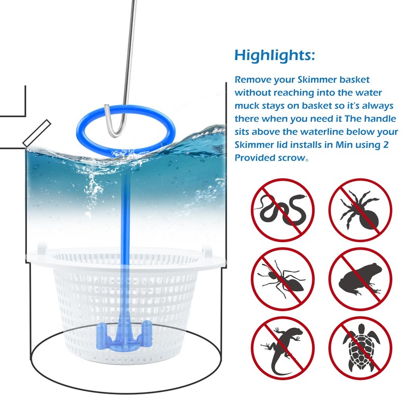 Jeyeou 2 Sets Skimmer Basket Handle, Universal Swimming Pool Skimmer