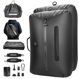 Vacuum Seal Bags for Clothing Travel with Pump & Adjustable Strap, 2 Pcs 40L Waterproof Space Saver Vacuum Storage Bags IP67 Reusable Compression Packing Cubes for Carry on Luggage Backpack