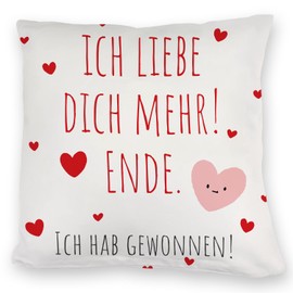 speecheese Hearts Cuddly Cushion with Saying Ich Liebe Dich mehr! Ende. Valentine's Day Gift Full of Romance Funny Messenger of Love for Valentine's Day