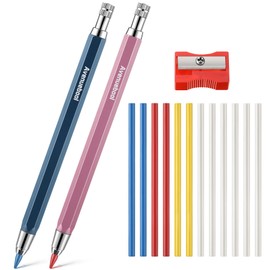 Avenuebool Sewing Chalk Markers for Fabric, Aluminum Chalk Pencil Refillable Cartridge Set, Marking Tool for Sewing with Sharpener and 12 Pcs 4mm Refills(Colorful)