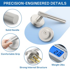 Amerdeco Front Door Lock Set with Double Cylinder Deadbolt, Exterior Entry Door Lever, Heavy Duty Entry Door Locksets for Left or Right Hand Exterior Door（Satin Nickel 2 Pack）