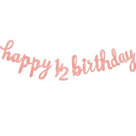 QYCX 1 Pcs 6 Months Birthday Banner Happy 1/2 Birthday Party Glitter Banner Half Way to One Banner Milestone Birthday Party Decorations for 6 Months Birthday Anniversary Party Decorations