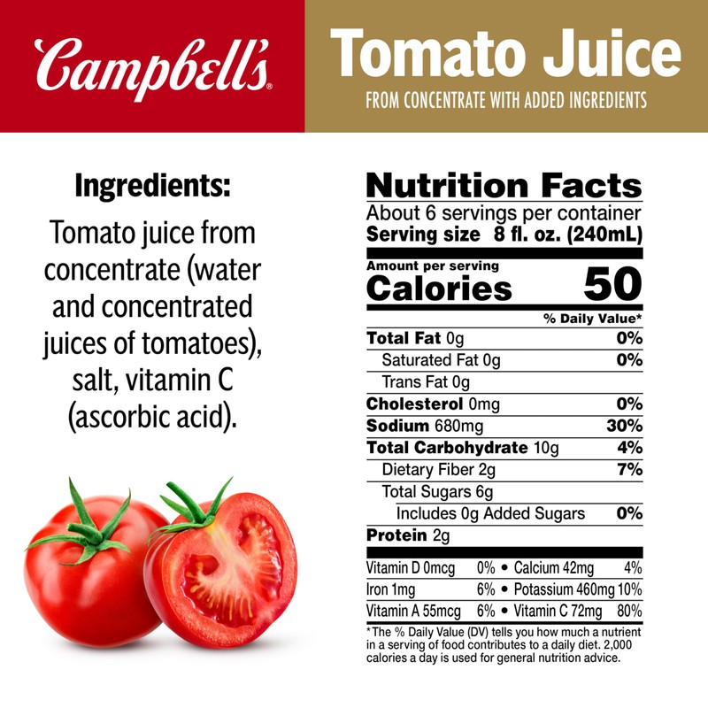 Campbell's 100% Tomato Juice, 46 fl oz Bottle