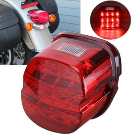 XMMT LED Tail Light, Motorcycle Rear Layback Brake Taillights for Harley Road King, Softail, Road Glide, Sportster and Touring,Red Lens