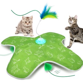 Mdupw Interactive cat Toys, Indoor cat Hide-and-Seek Toys, Hidden Feather Non-Flipping Doll Cover Design, Cat Toys for Bored Indoor Adult Cats