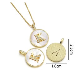 K Initial Letter Necklace 18k Gold plated Mother Of Pearl Pendant Necklace with Crystal Jewelry (Eliana Jane Collection K Initial Fashion Jewelry)