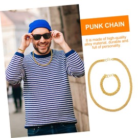 jojofuny Hip-hop Style 2pcs Set String Bracelets and Chain for Men Gold Male Necklace Decorative Jewelry