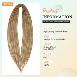 LADY MIRANDA 24 Inch Double Ended Dreadlock Extensions Soft Natural Synthetic Dreads 10 Strands Handmade Reggae Hair Hip-Hop Style Dread Extensions for Women (27, Straight 24 Inch)