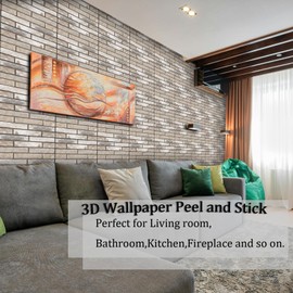3D Wall Panels Peel and Stick 10PCS 3D Brick Wallpaper Faux Stone Wall Panel Foam Brick Self-Adhesive Wallpaper Waterproof Self Adhesive Decorative PVC Wall Panels Living Room Wall11.8inX11.8in