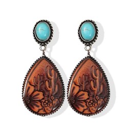 Western Earrings for Women Cowgirl Western Outfit Vintage Concho Oval Turquoise Dangle Earrings Rodeo Country Concert Outfits Rodeo Accessories Gifts