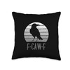 F-Caw-F Black Crow Black Bird Retro Moon Vintage F-Caw-F Throw