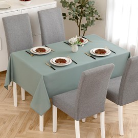 MIULEE Rectangular Table Cloth Wipe Clean 140x200 cm Fabric Tablecloth Waterproof Linen Wipeable Polyester for 6 to 8 Seater Dining Table Cover for Kitchen Indoor Outdoor Light Grey