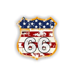 Route Sticker Street Coat of Arms America Sign Sticker Wings (RP34) (9.5 cm x 9 cm)