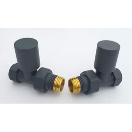 Manissa Anthracite Straight Towel Rail Valves 1/2" /15mm Radiator valves